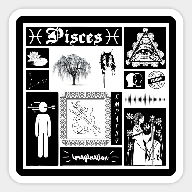 PISCES ZODIAC SIGN CHART Sticker by DEMON LIMBS